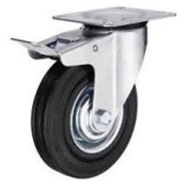 Castor-Swivel-Braked-Rubber-Wheel