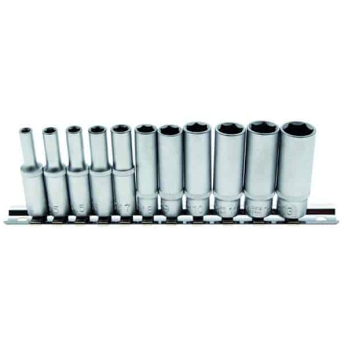 BGS 11-Piece Deep Socket Set, 4-13mm, 1/4inch