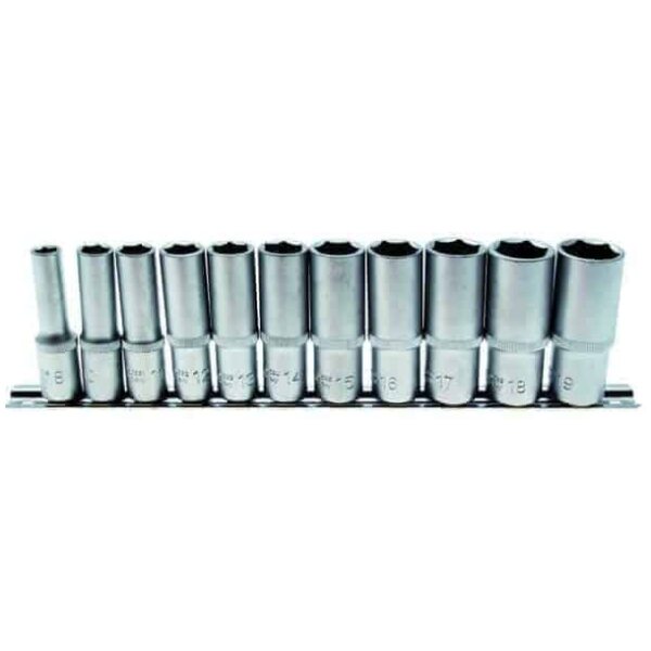 BGS 11-Piece Deep Socket Set, 8-19mm, 3/8inch