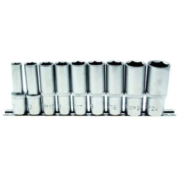 BGS 9-Piece Deep Socket Set, 10-24mm, 1/2inch